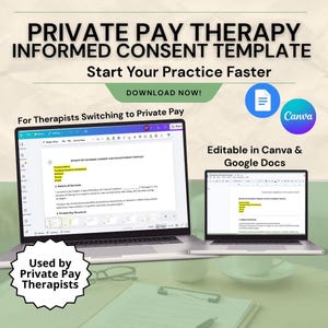 Therapist Informed Consent Template | Counseling Consent Form | Mental Health Private Practice Document | Editable Therapy Intake Form