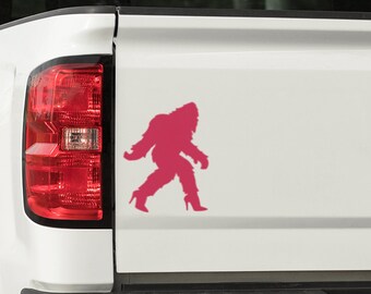 Hot Pink Bigfoot in Heels Decal - Sasquatch Car/Truck Sticker