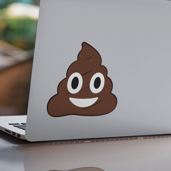 POOP EMOJI DECALS - Funny Smiling Poop Emoji Vinyl Decal 3 Layer Brown Doo Doo, Black Back Ground, Car Decal, Lap Top, Tumbler Decals