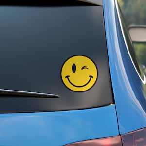 WINKY SMILEY FACE - Transfer Sticker voor waterflessen, tumblers, laptops, telefoons, tablets, notebooks, auto's, ramen, spiegels, enz.