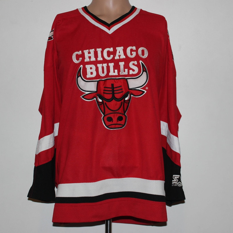 Vintage Chicago Bulls STARTER Hockey Jersey L Etsy
