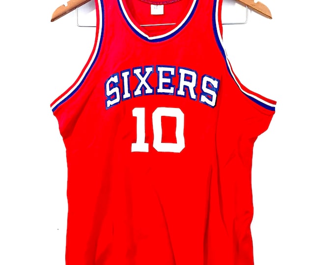 Vintage Philadelphia 76ers Mo Cheeks Sand-Knit NBA Jersey L