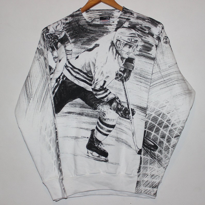 Vintage 1990/'s Hockey Crewneck Sweatshirt M