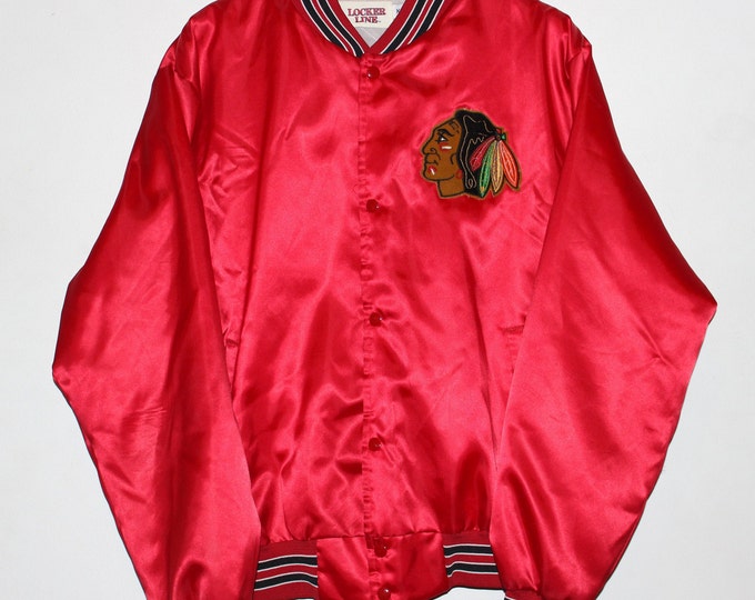 Vintage Chicago Blackhawks Satin Locker Line Jacket XL