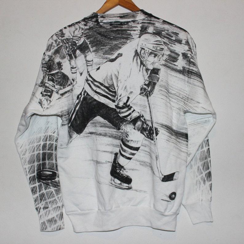 Vintage 1990/'s Hockey Crewneck Sweatshirt M