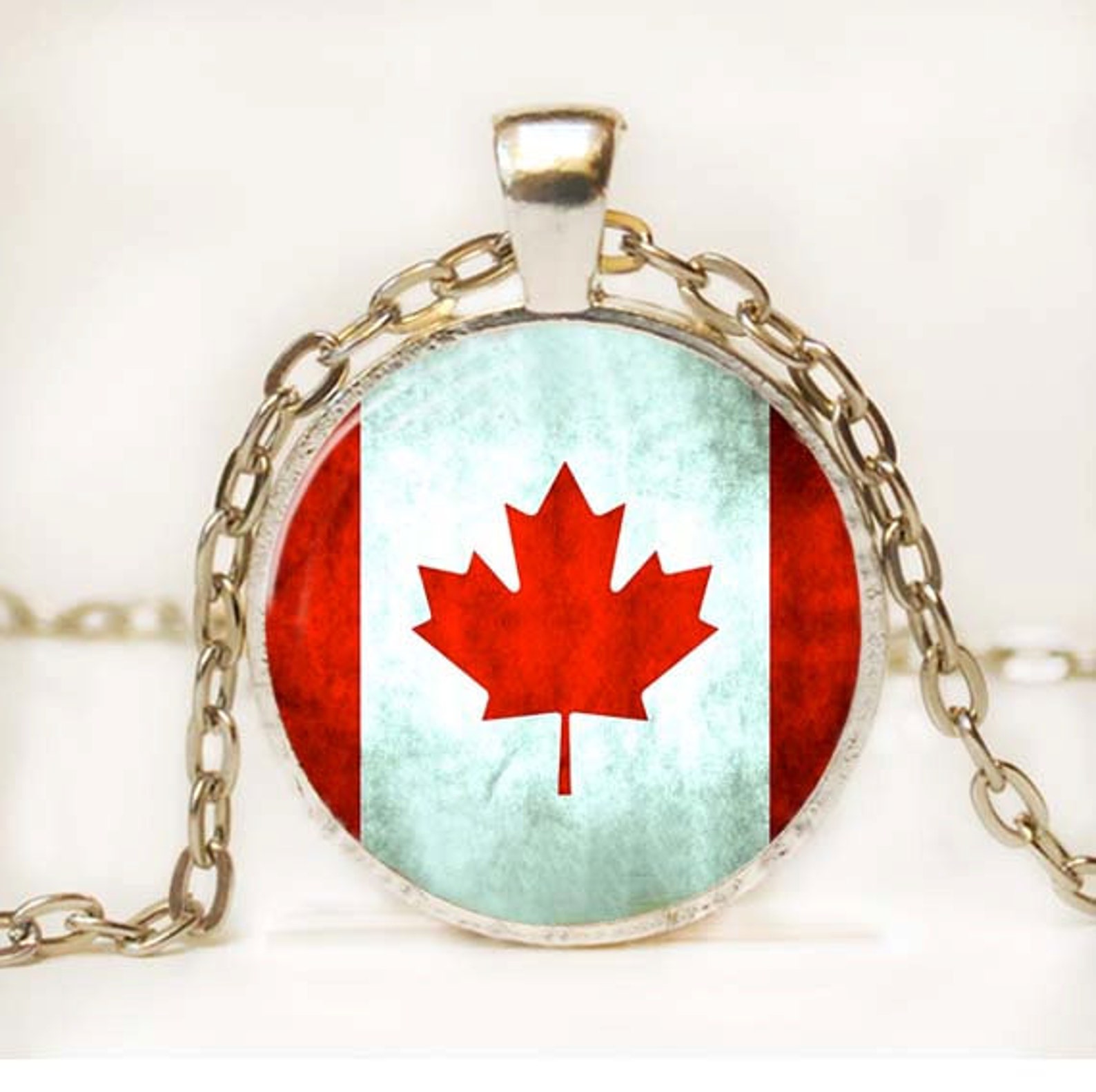 Canadian Flag Pendant Necklace Resin Pendant Necklace Pendant Etsy