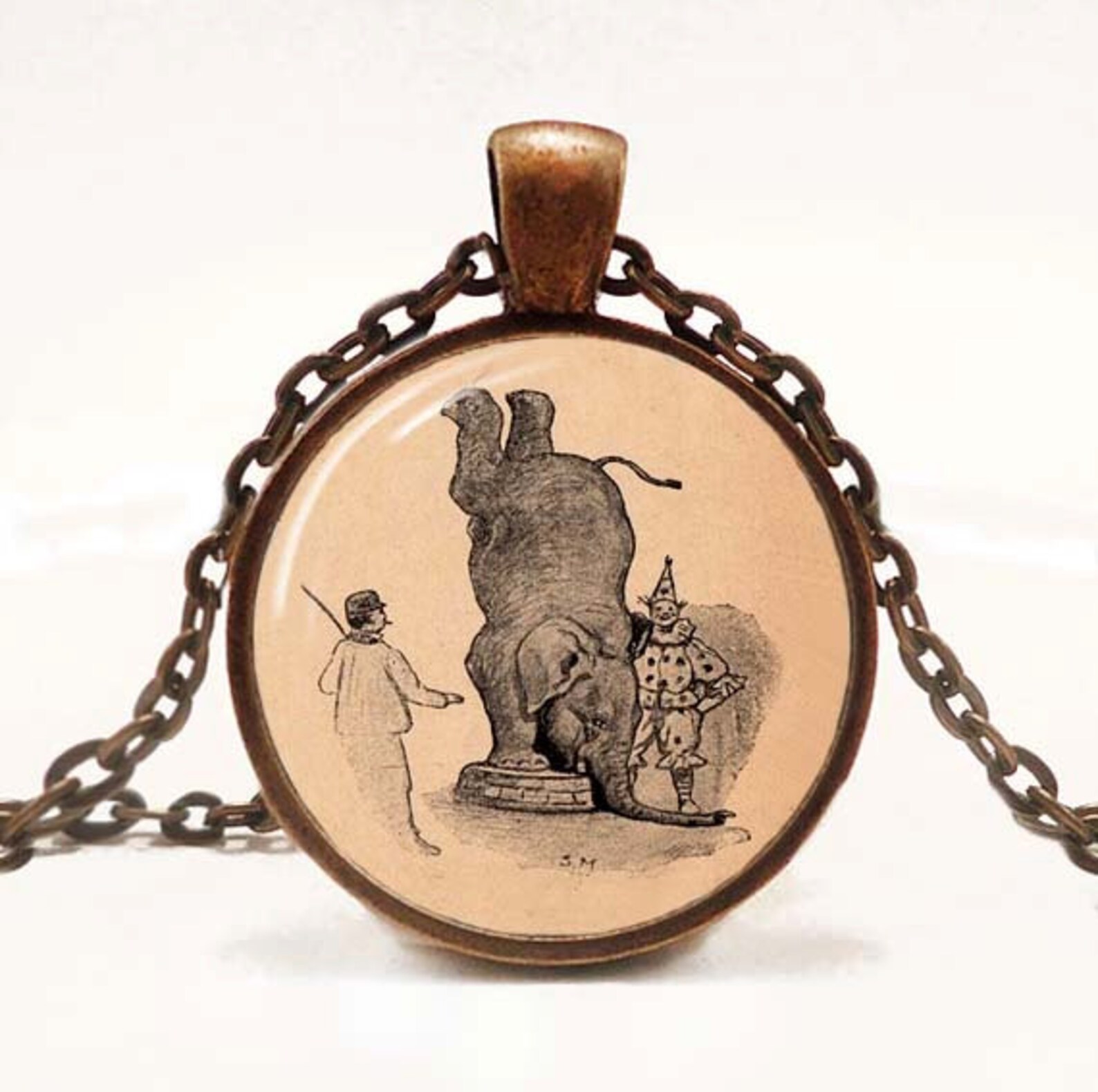 Elephant Handstand Pendant Necklace Vintage Circus Jewelry Etsy