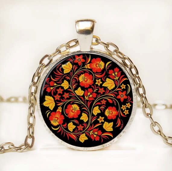 Russian Folk Art Jewelry Russian Necklace Pendant Art Pendant | Etsy