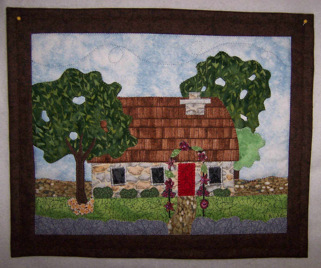 Quilted Fabric Wall Hanging Cozy Cottage Small Art Quilt Etsy