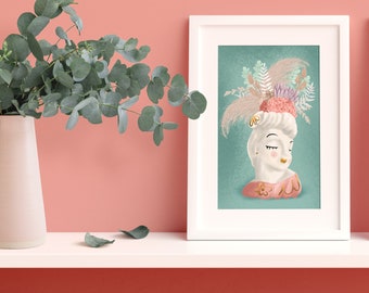 Vintage Lady Head Art Print