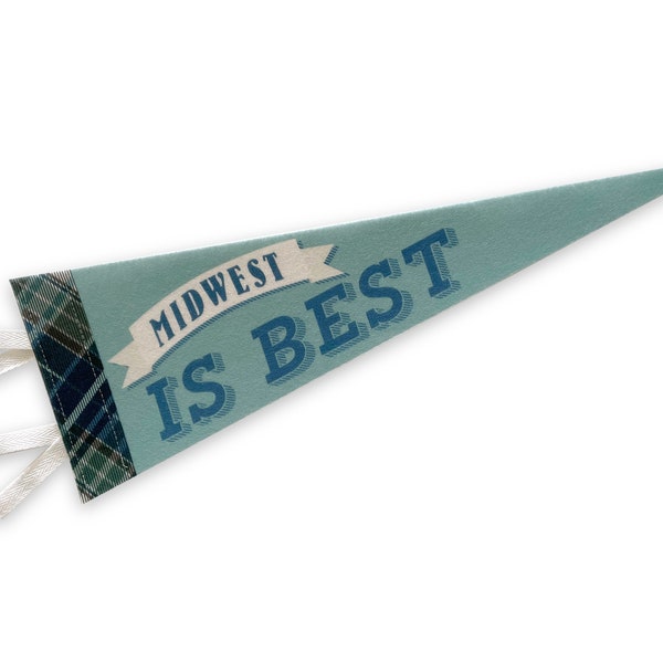 Midwest is Best Felt Pennant by Jilly Jack Designs, midwestern decor, vintage inspired, pennant wall decor, Midwest wall hanging