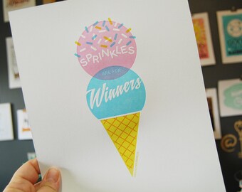 Ice Cream Cone Letterpress Wall Art Print JJD_LP_ICCP