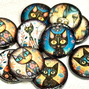 Round Whimsical Cat Beads-Double Sided