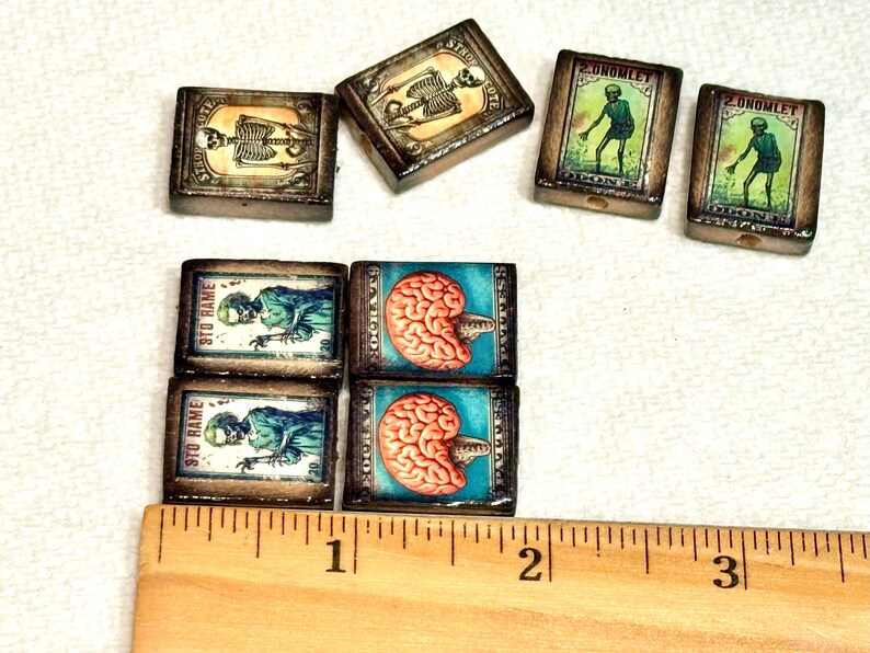 Zombie Ruler Halloween Wood Tile Beads-double Sided - Etsy