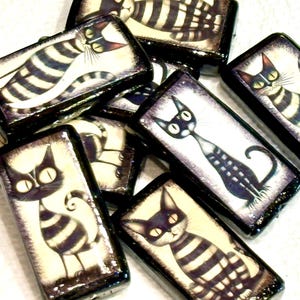 Whimsical Black Halloween Cat Beads-Double Sided