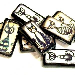 Whimsical Black Halloween Cat Beads-Double Sided