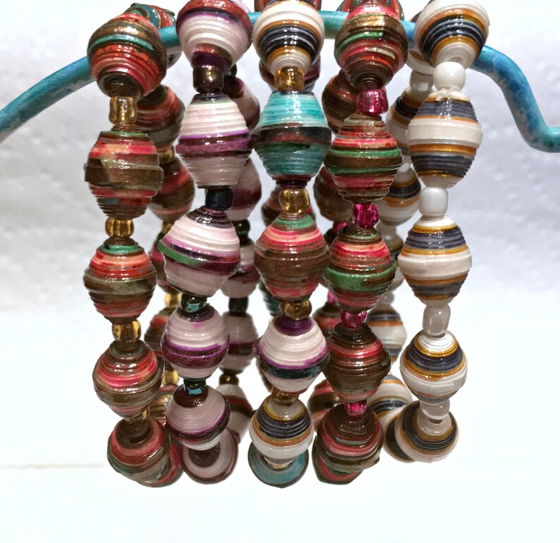 Paper Bead Bracelet Set Stretch Style