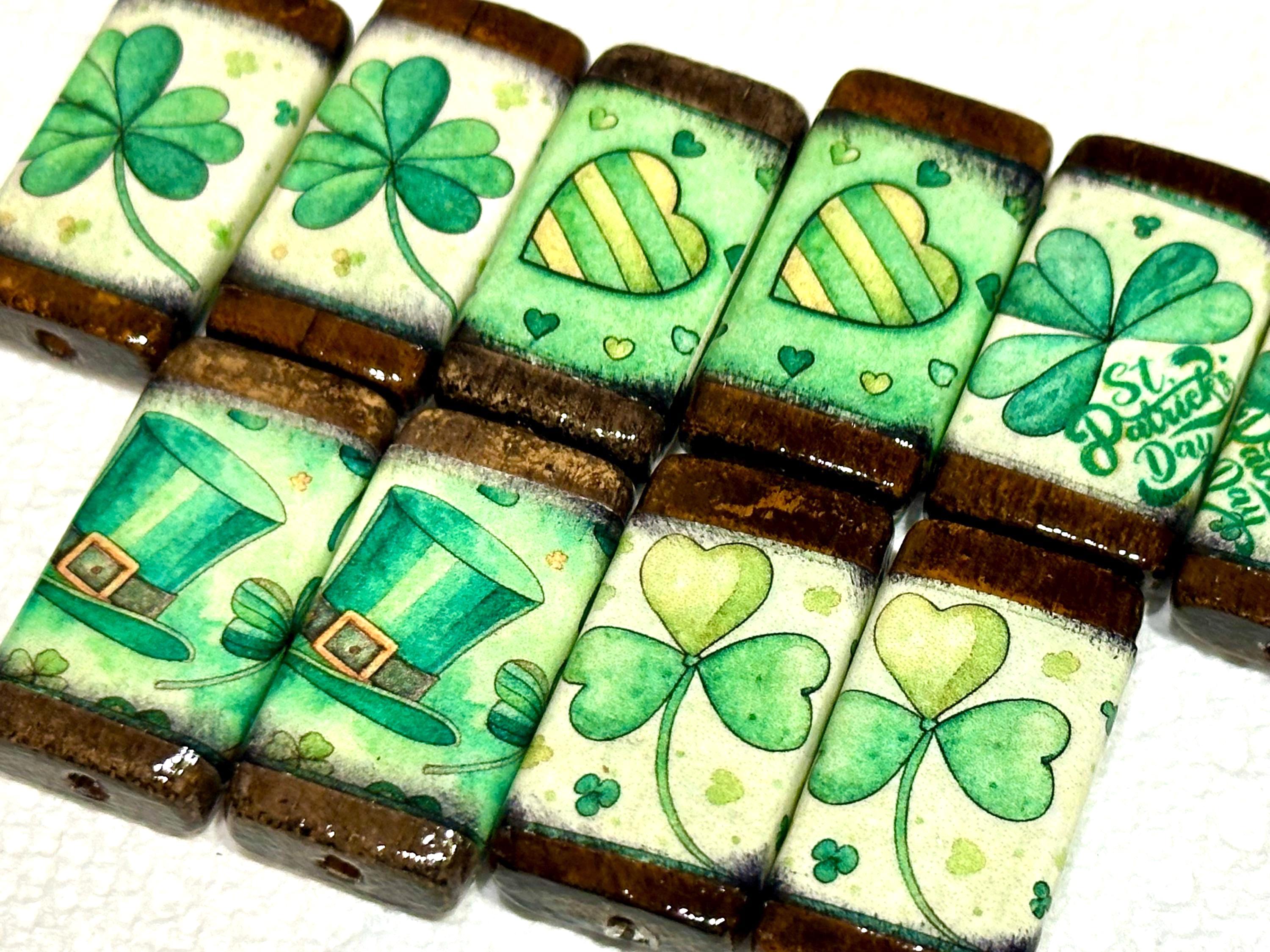 St Patrick's Day Bamboo Tile Beads - Etsy