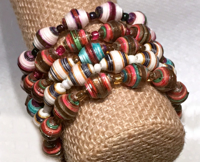 Paper Bead Bracelet Set Stretch Style