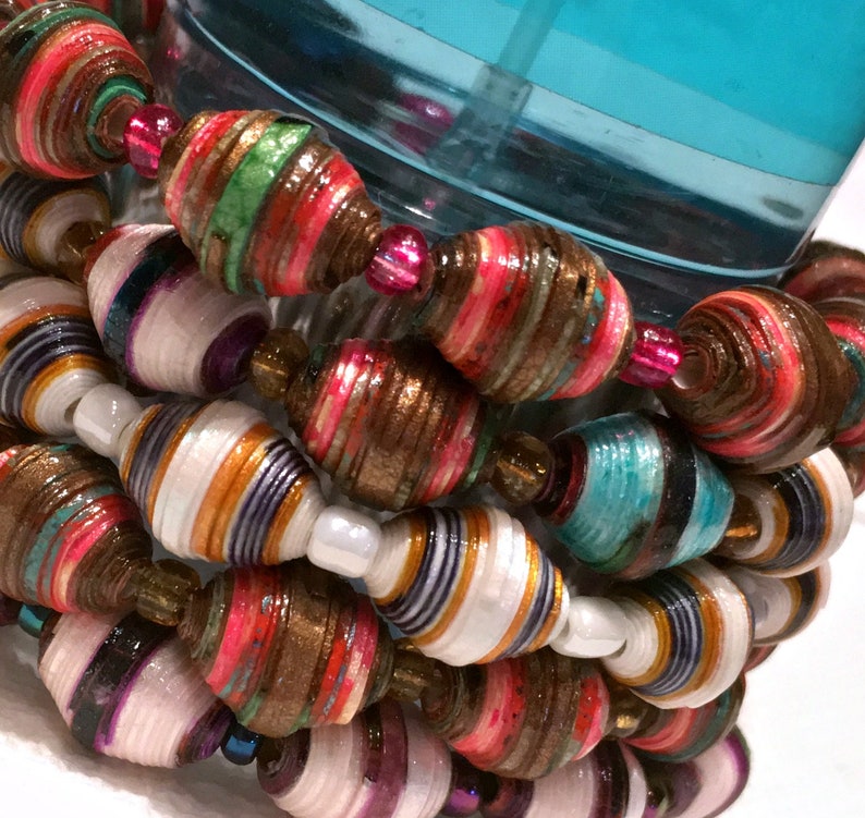 Paper Bead Bracelet Set Stretch Style