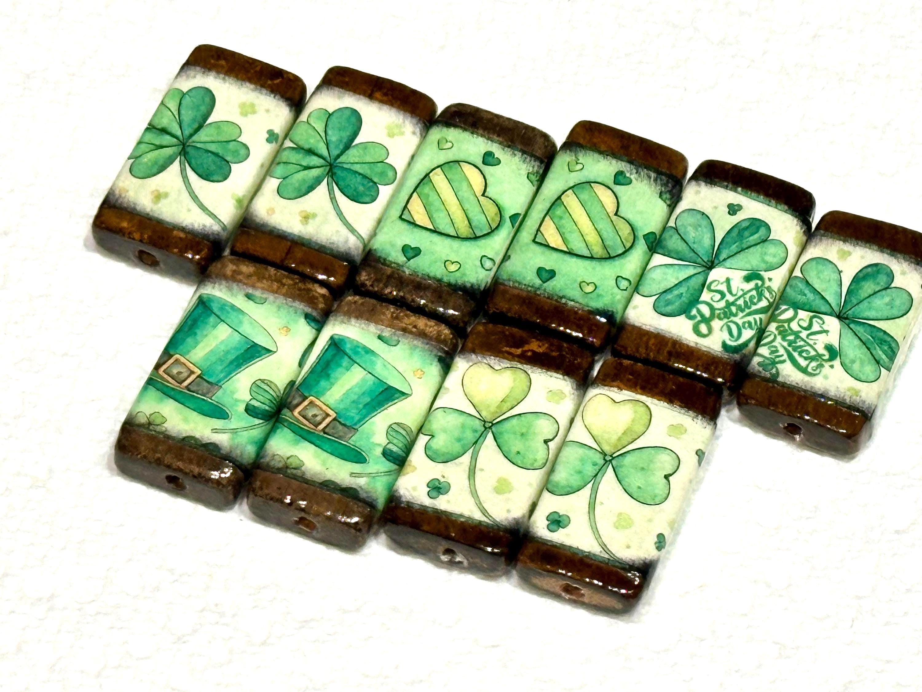 St Patrick's Day Bamboo Tile Beads - Etsy