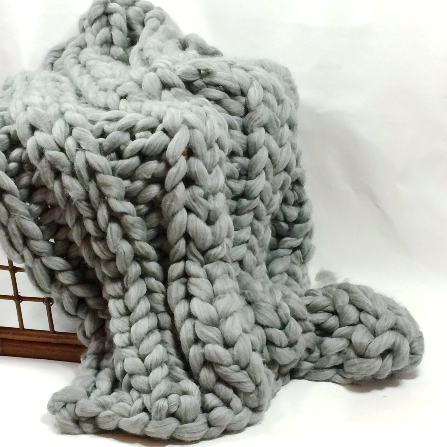 Grey Smoosh Throw Blanket Super Chunky Blanket 30x50 Pure