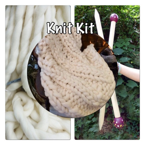 KNIT KIT Jumbo Yarn DIYChunky Blanket 24 Giant Etsy