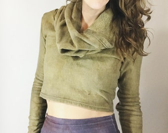 Forager Crop - plant dyed - Organic Cotton and Hemp Cowl Neck sweat shirt