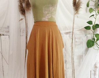 Clover skirt w. POCKETS - Organic Cotton and Hemp - plant dyes