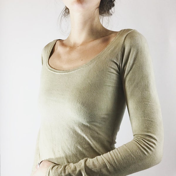 Hemp Shirt - plant dyed - Sleeved Solids - Organic Cotton and Hemp - stretch fabric