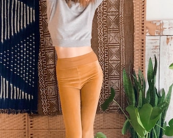 Funk Me Up Bells - Organic Cotton Velour bell bottom Pant - plant dyed