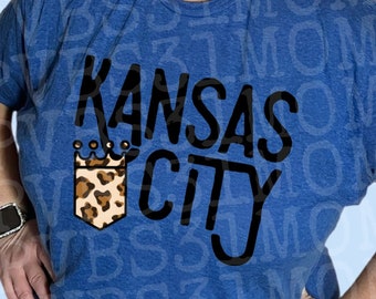 Kansas City Baseball Shirt, Kansas City Baseball Leopard Tee, KC Baseball Spirit Wear Shirt, Cute KC Royals Top KC Crown Baseball Crown Town