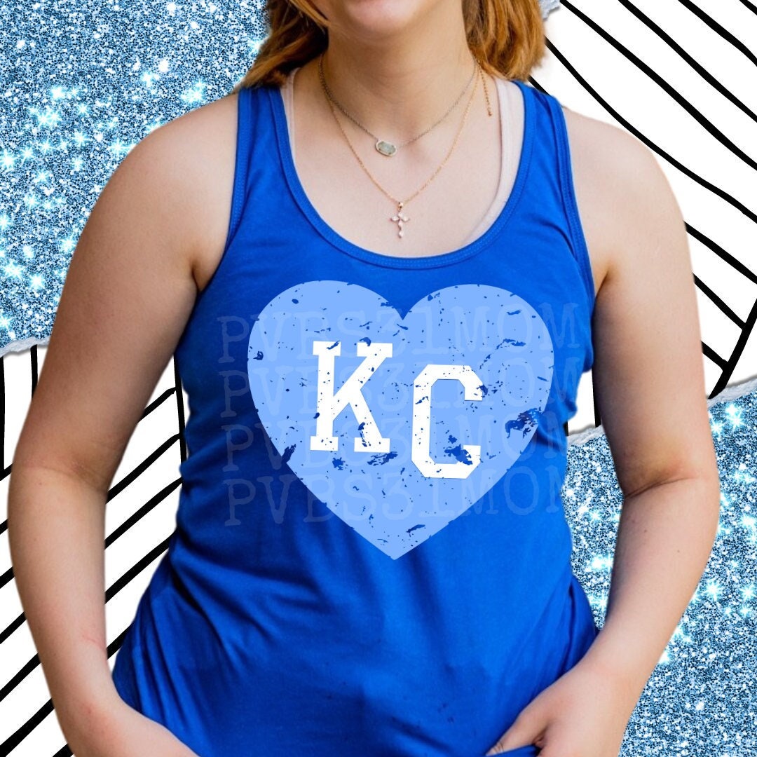 KC Heart Shirt Blue Heart KC Tee Cute Kansas City Spirit 