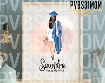 Graduation Drawing, Personalized Graduate Photo, Custom Graduation Gift, Graduation Invitation Art Class of 2024 Grad Graduate Gift for Girl