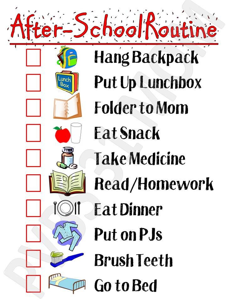 School Routine Sheet School Routine Chart/checklist for Morning or Afternoon/evening ...