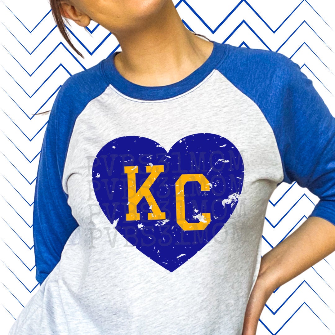Pvbs31Mom KC Heart Shirt, Heart KC Baseball Tee Cute Kansas City Spirit Wear, Kansas City Baseball Top, Blue Yellow KC Heart Shirt, Kansas City Heart