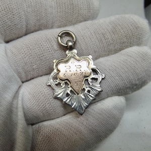 Antique Sterling Silver and Rose Gold Albert Fob Medal by William Hair Haseler.