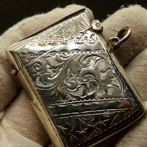 Antique Sterling Silver Vesta Case Hallmarked Birmingham 1908 by Percy Fredrick Jackson.