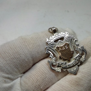 Antique Sterling Silver and Gold Albert Fob Medal By Albert Sydenham 1905