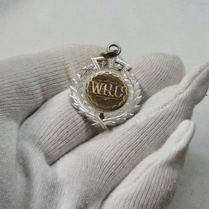 Antique Sterling Silver ad 9ct Gold Albert Fob Medal 1911
