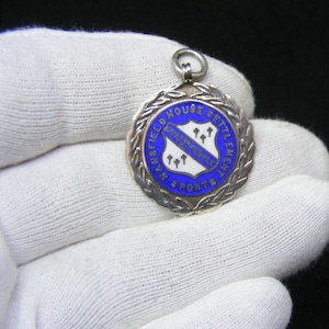 Antique Sterling Silver and Enamel Pocket Watch Fob Medal by T.A.Butler 1928