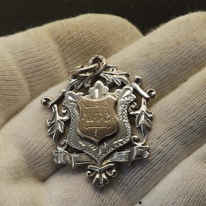 Antique Sterling Silver &  Gold Albert Fob Medal by H.W.Williamson 1902