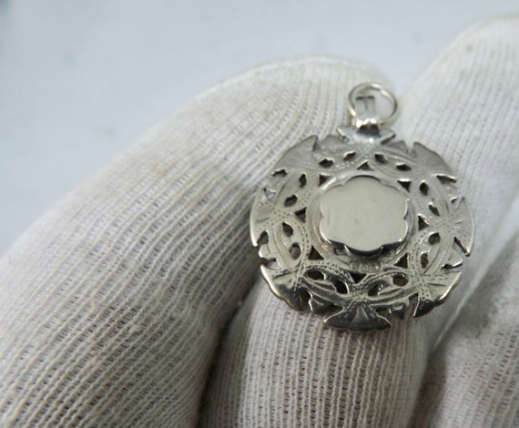 Antique Sterling Silver Double Albert Fob Medal b… - image 4