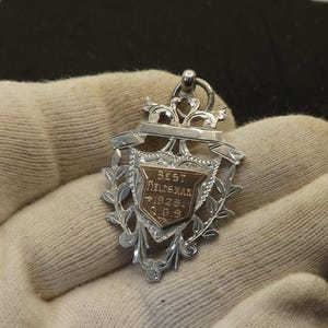 Antique Sterling Silver & Rose Gold Albert Fob Medal by William James Dingley 1926