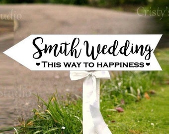 Wedding Direction Sign Wedding Road Sign Arrow Wedding Sign Customizable Parking Reception Ceremony Arrow