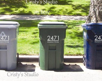 Modern Garbage Can Decal Mailbox Address Sticker Custom Mailbox Decal Personalized with Last Name Address