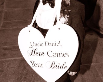 Personalized "Here Comes Your Bride" Heart Sign - Ring Bearer