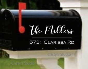 Mailbox decal with Last Name and Address
