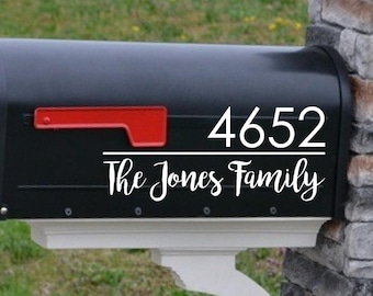 Mailbox Number and Last Name Family Decal