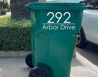 Modern Garbage Can Decal Address Sticker